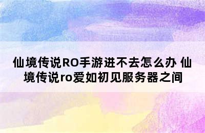 仙境传说RO手游进不去怎么办 仙境传说ro爱如初见服务器之间